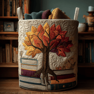 Sunset Tree Quilted Laundry Basket - Fabric Laundry Hamper - Housewarming Gift for Mom