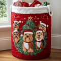Winter Friends Quilted Laundry Basket - Fabric Laundry Hamper - Housewarming Gift for Mom