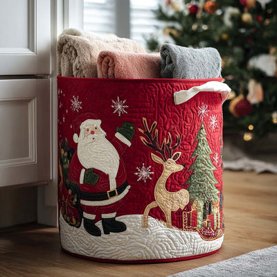 Winter Spark Quilted Laundry Basket - Fabric Laundry Hamper - Housewarming Gift for Mom