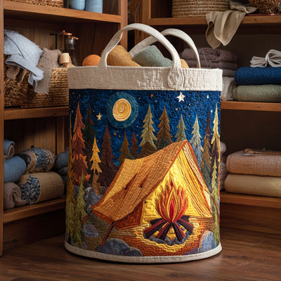 Star Tent Quilted Laundry Basket - Fabric Laundry Hamper - Housewarming Gift for Mom