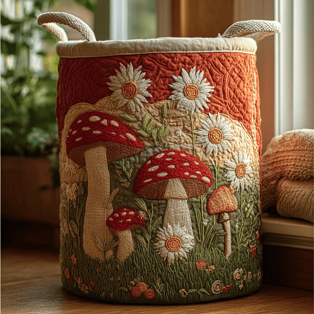 Hidden Bloom Quilted Laundry Basket - Fabric Laundry Hamper - Housewarming Gift for Mom