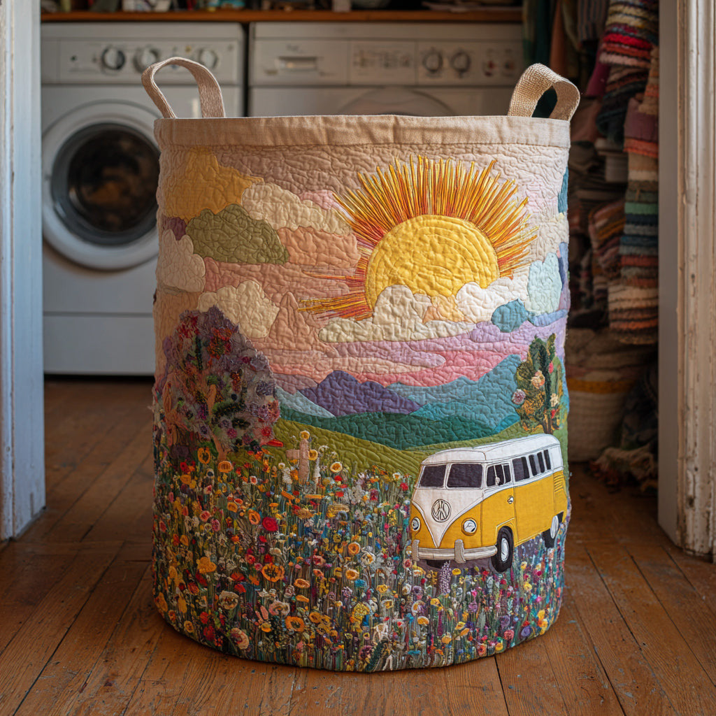 Meadowland Woodland Quilted Laundry Basket - Fabric Laundry Hamper - Housewarming Gift for Mom