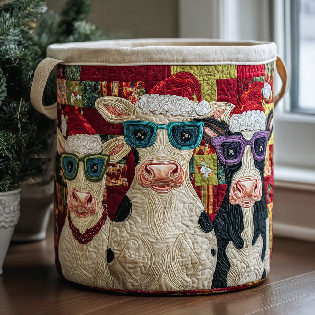 Pasture Joy Quilted Laundry Basket - Fabric Laundry Hamper - Housewarming Gift for Mom