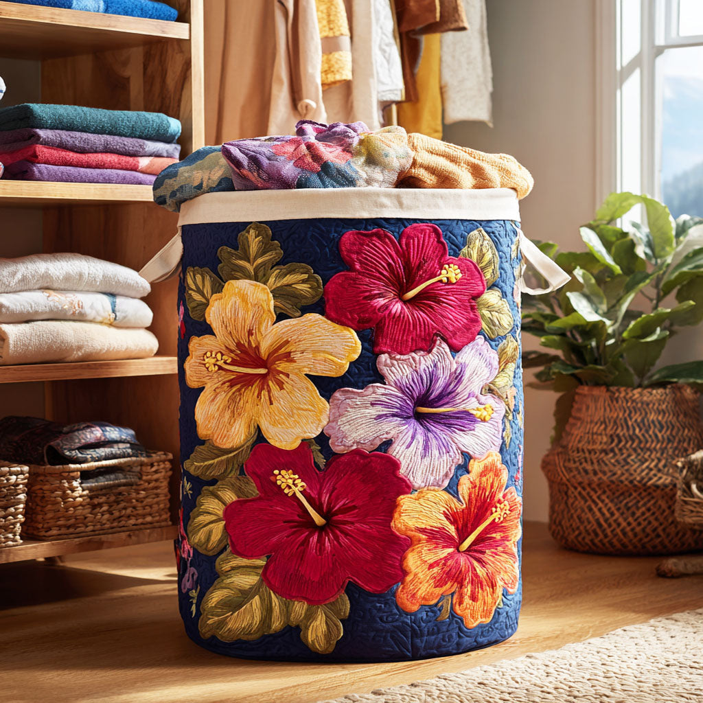 Garden Mix Quilted Laundry Basket - Fabric Laundry Hamper - Housewarming Gift for Mom