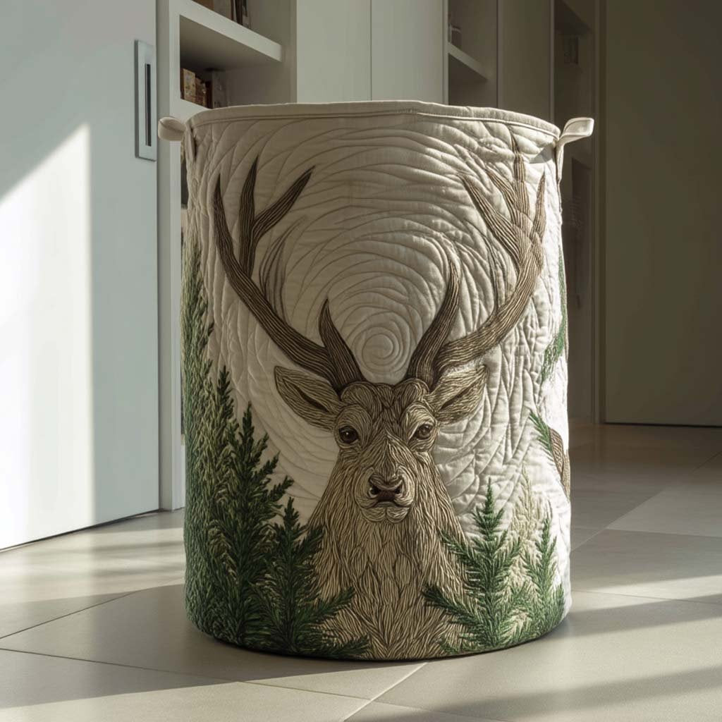 Forest Guardian Quilted Laundry Basket - Fabric Laundry Hamper - Housewarming Gift for Mom