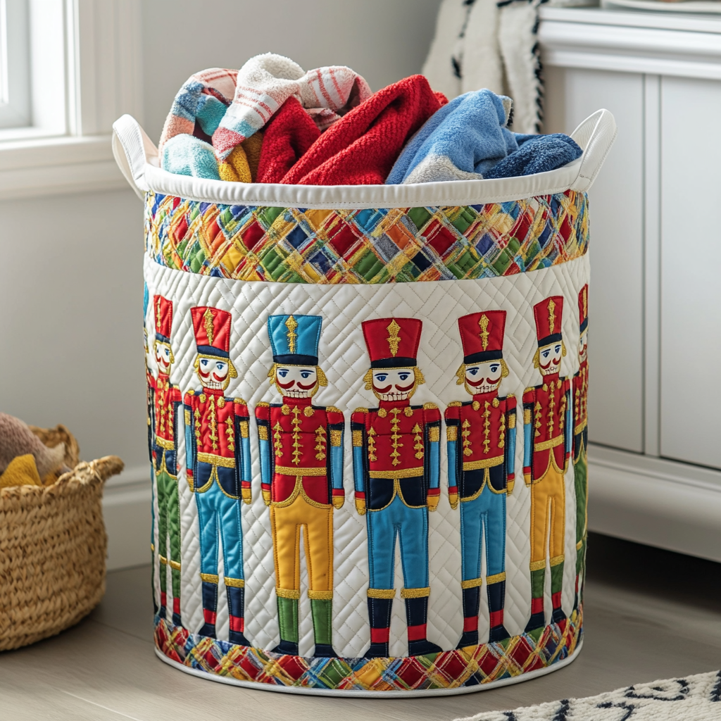 Nutcracker Magic Quilted Laundry Basket - Fabric Laundry Hamper - Housewarming Gift for Mom