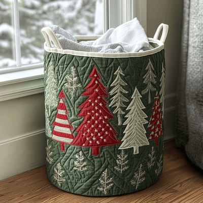 Nature Whispers Quilted Laundry Basket - Fabric Laundry Hamper - Housewarming Gift for Mom