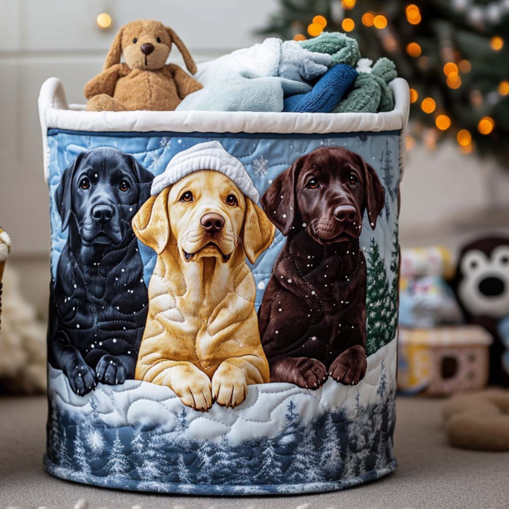 Frosty Friends Quilted Laundry Basket - Fabric Laundry Hamper - Housewarming Gift for Mom
