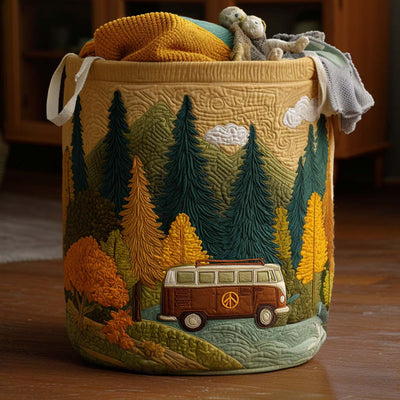 Forest Escape Quilted Laundry Basket - Fabric Laundry Hamper - Housewarming Gift for Mom