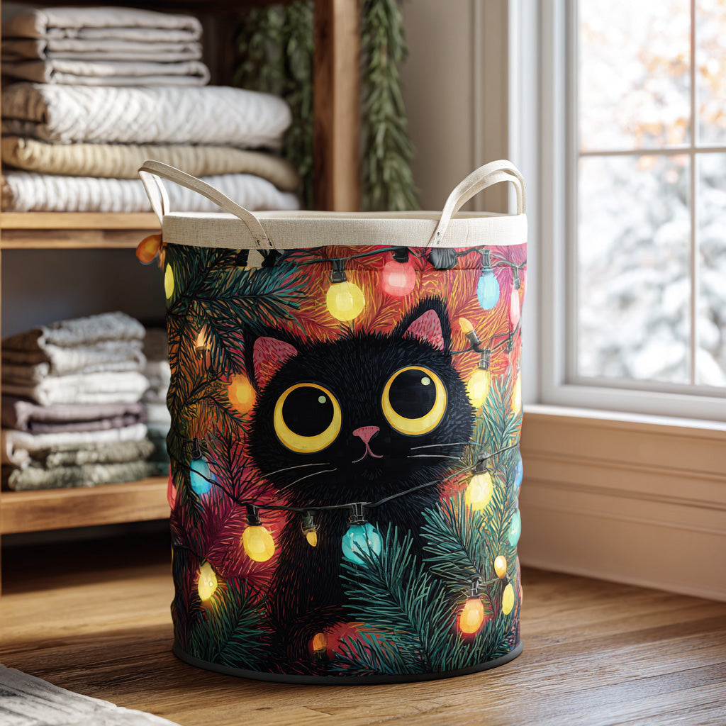 Starlit Paws Quilted Laundry Basket - Fabric Laundry Hamper - Housewarming Gift for Mom