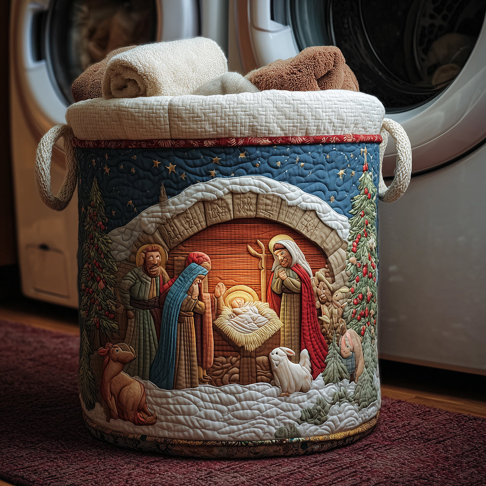 Divine Peace Quilted Laundry Basket - Fabric Laundry Hamper - Housewarming Gift for Mom