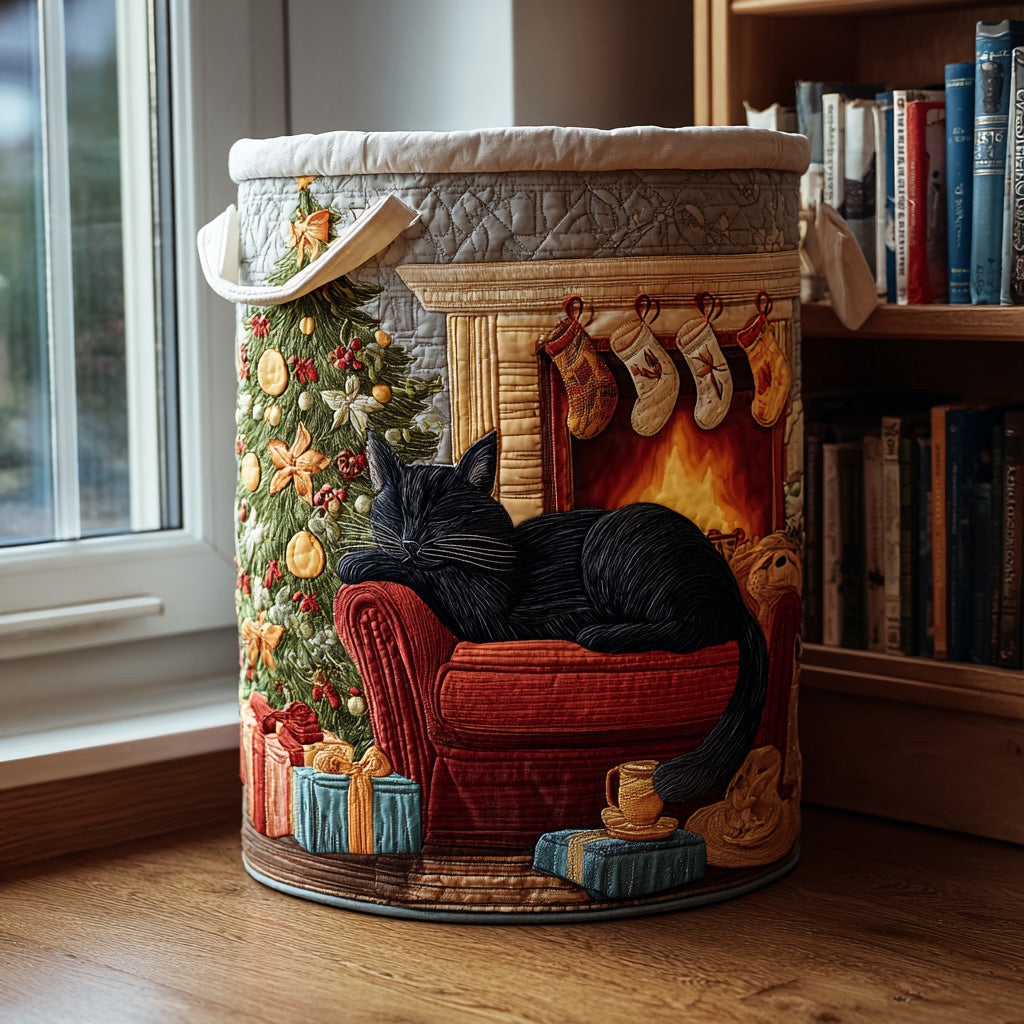 Yuletide Rest Quilted Laundry Basket - Fabric Laundry Hamper - Housewarming Gift for Mom