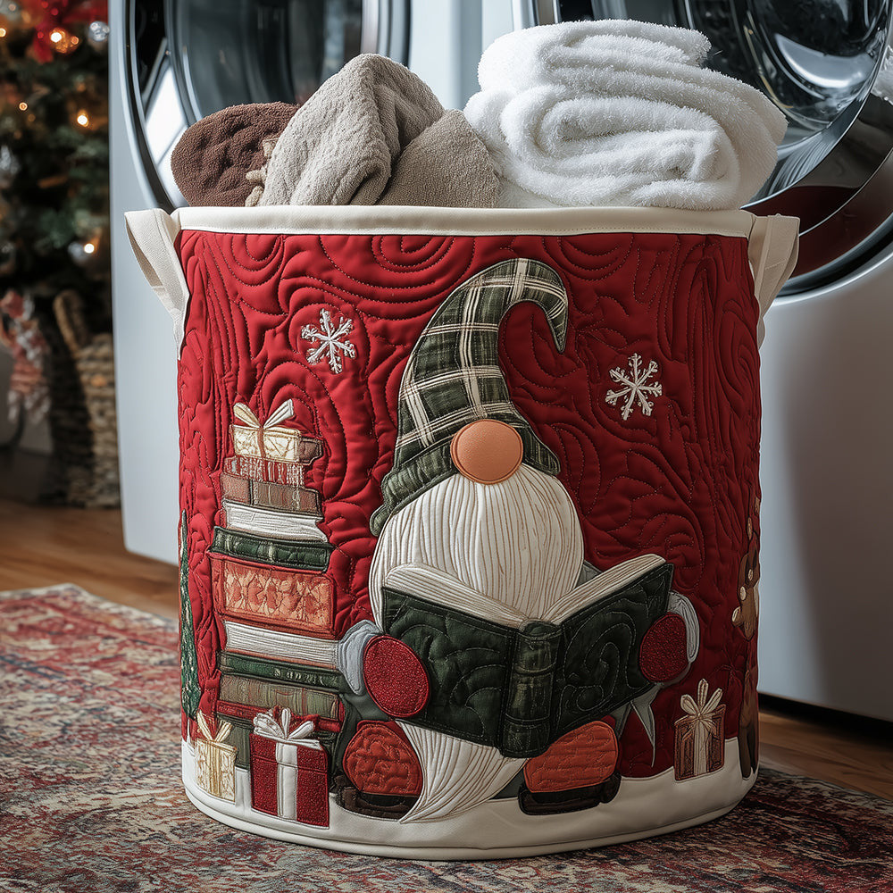 Christmas Reader Quilted Laundry Basket - Fabric Laundry Hamper - Housewarming Gift for Mom