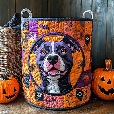 Purple Pitty Quilted Laundry Basket - Fabric Laundry Hamper - Housewarming Gift for Mom