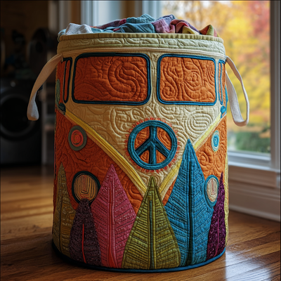 Retro Ride Quilted Laundry Basket - Fabric Laundry Hamper - Housewarming Gift for Mom