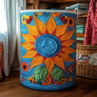 Cosmic Bloom Quilted Laundry Basket - Fabric Laundry Hamper - Housewarming Gift for Mom