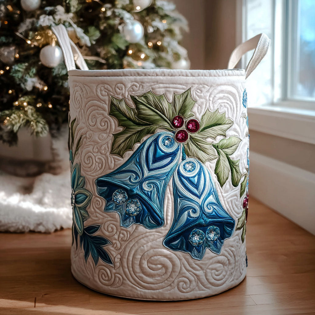 Festive Chimes Quilted Laundry Basket - Fabric Laundry Hamper - Housewarming Gift for Mom