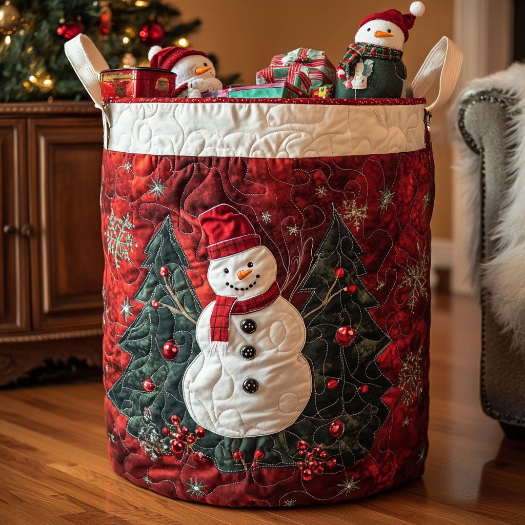 Winter Friend Quilted Laundry Basket - Fabric Laundry Hamper - Housewarming Gift for Mom