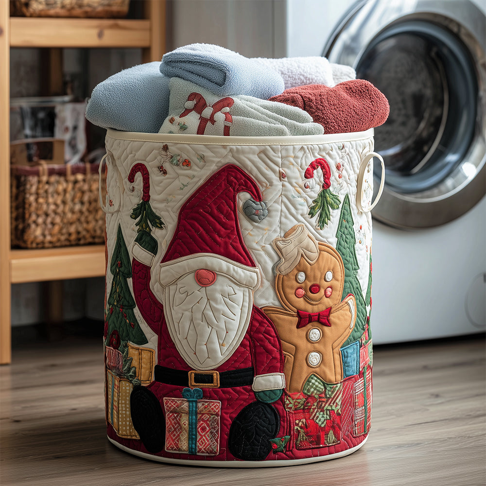 Candy Ginger Quilted Laundry Basket - Fabric Laundry Hamper - Housewarming Gift for Mom