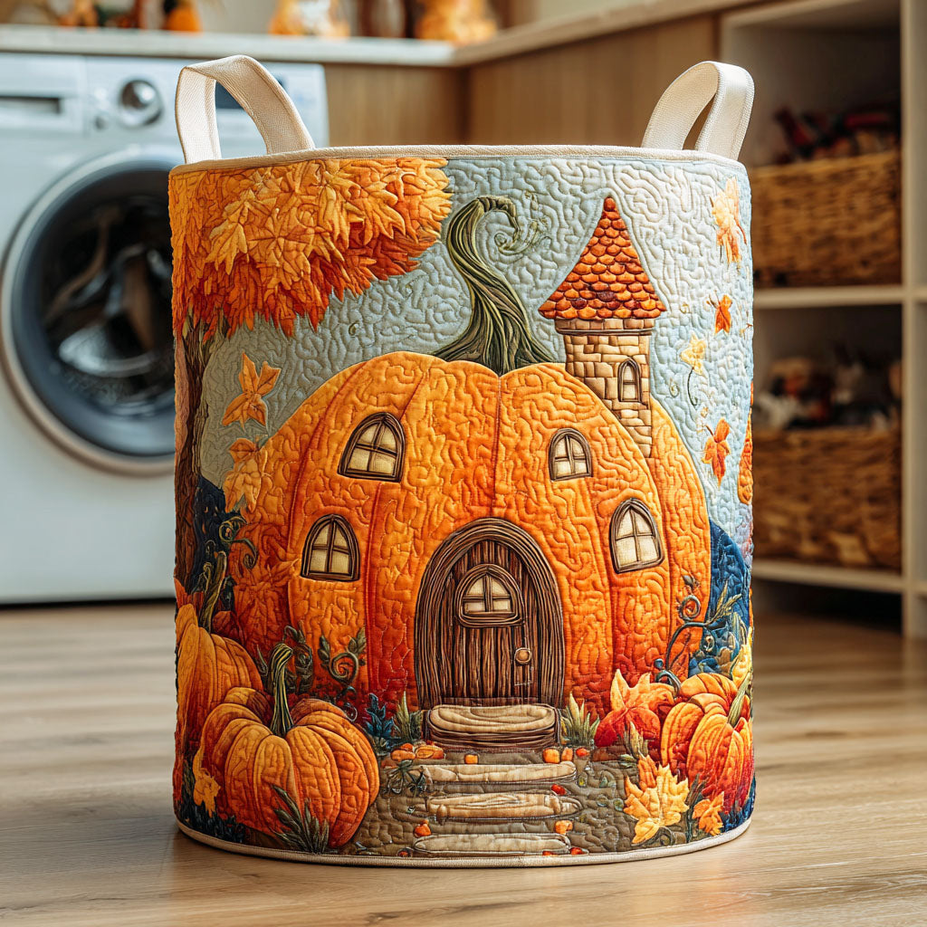 Falling Leaves Quilted Laundry Basket - Fabric Laundry Hamper - Housewarming Gift for Mom