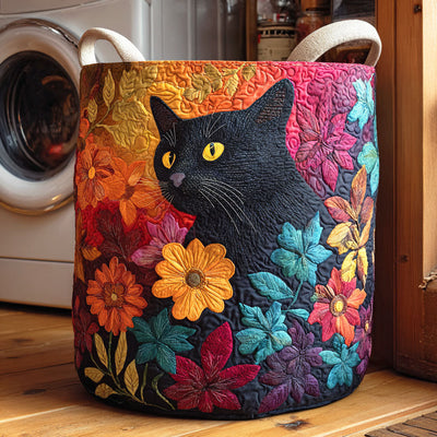 Twilight Bloom Quilted Laundry Basket - Fabric Laundry Hamper - Housewarming Gift for Mom