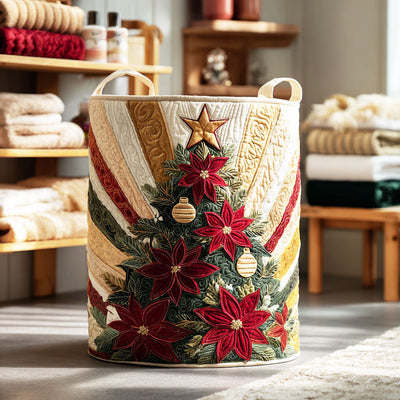 Festive Bloom Starburst Quilted Laundry Basket - Fabric Laundry Hamper - Housewarming Gift for Mom
