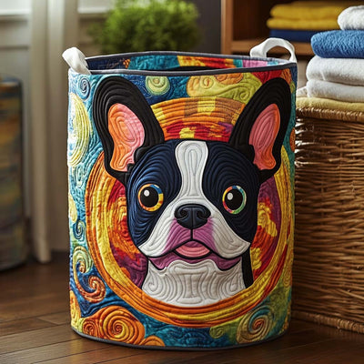 Boston Brights Quilted Laundry Basket - Fabric Laundry Hamper - Housewarming Gift for Mom