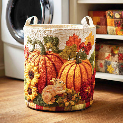 Amber Glow Quilted Laundry Basket - Fabric Laundry Hamper - Housewarming Gift for Mom