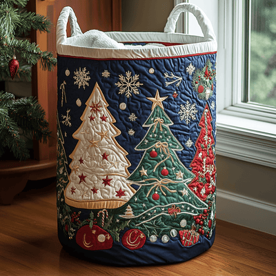 Starry Cheer Quilted Laundry Basket - Fabric Laundry Hamper - Housewarming Gift for Mom