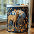 Moose Haven Quilted Laundry Basket - Fabric Laundry Hamper - Housewarming Gift for Mom