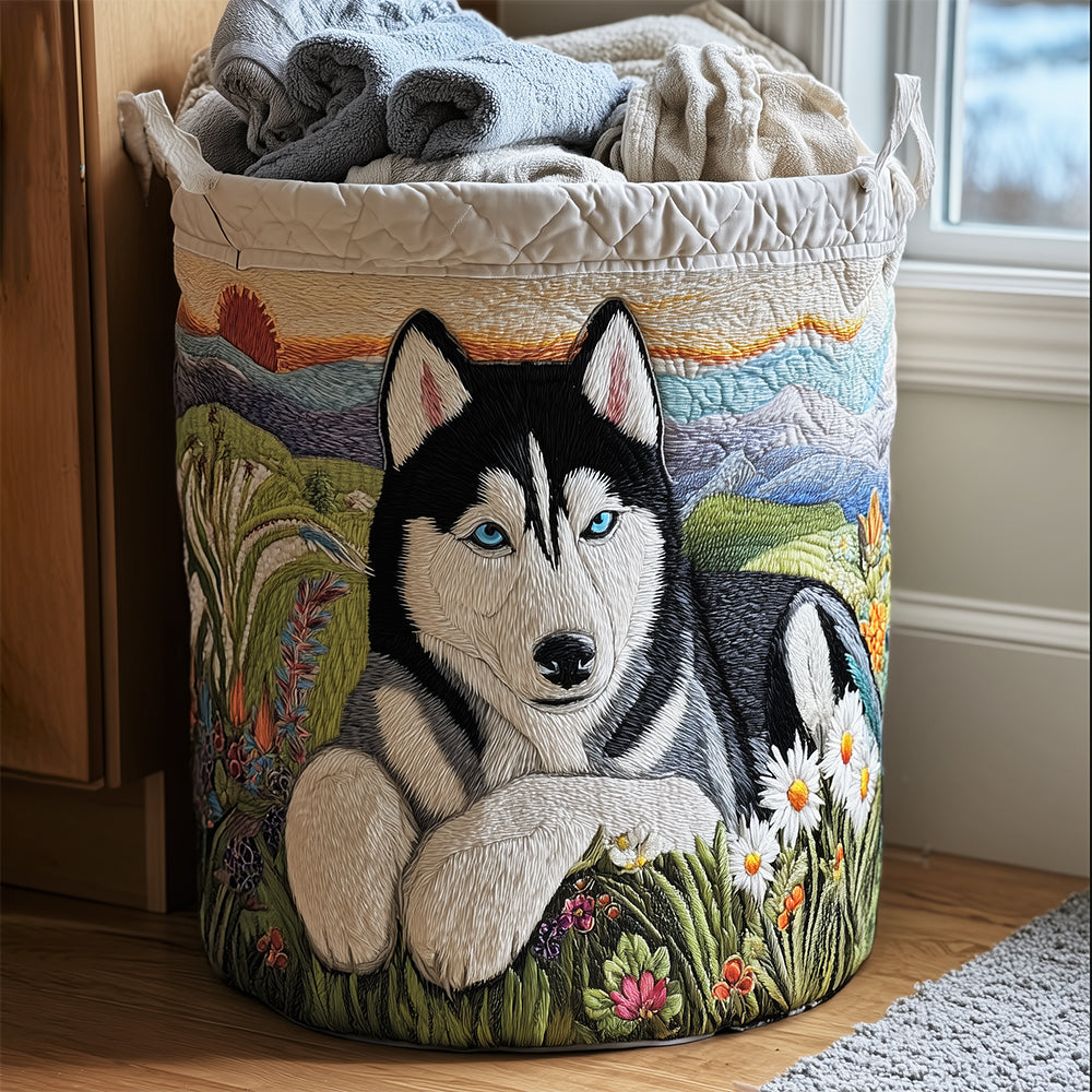 Husky Magic Quilted Laundry Basket - Fabric Laundry Hamper - Housewarming Gift for Mom