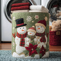 Snowman Family Quilted Laundry Basket - Fabric Laundry Hamper - Housewarming Gift for Mom