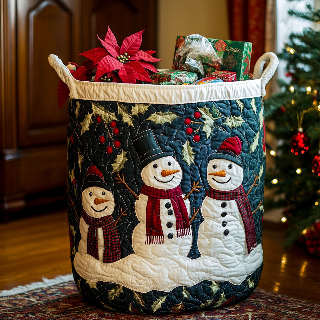 Yuletide Chill Quilted Laundry Basket - Fabric Laundry Hamper - Housewarming Gift for Mom