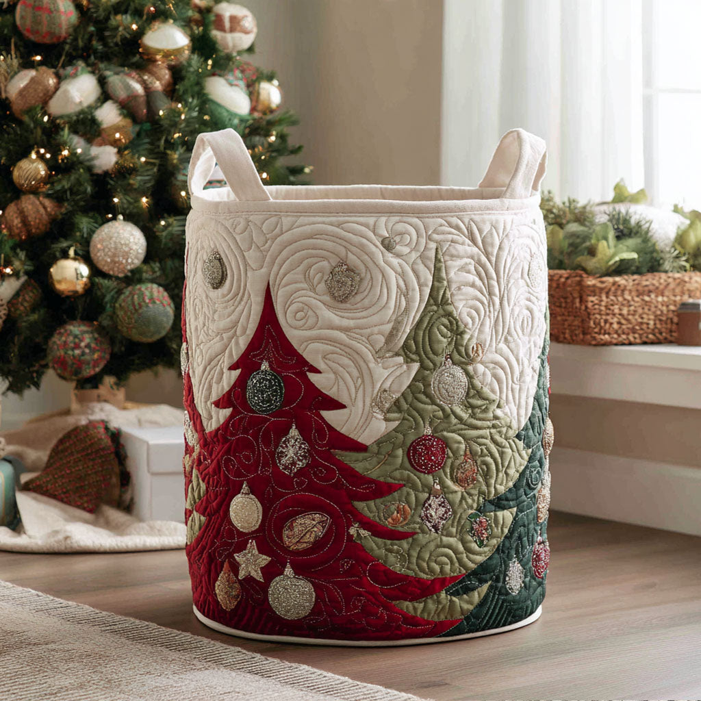 Tinsel Dreams Quilted Laundry Basket - Fabric Laundry Hamper - Housewarming Gift for Mom