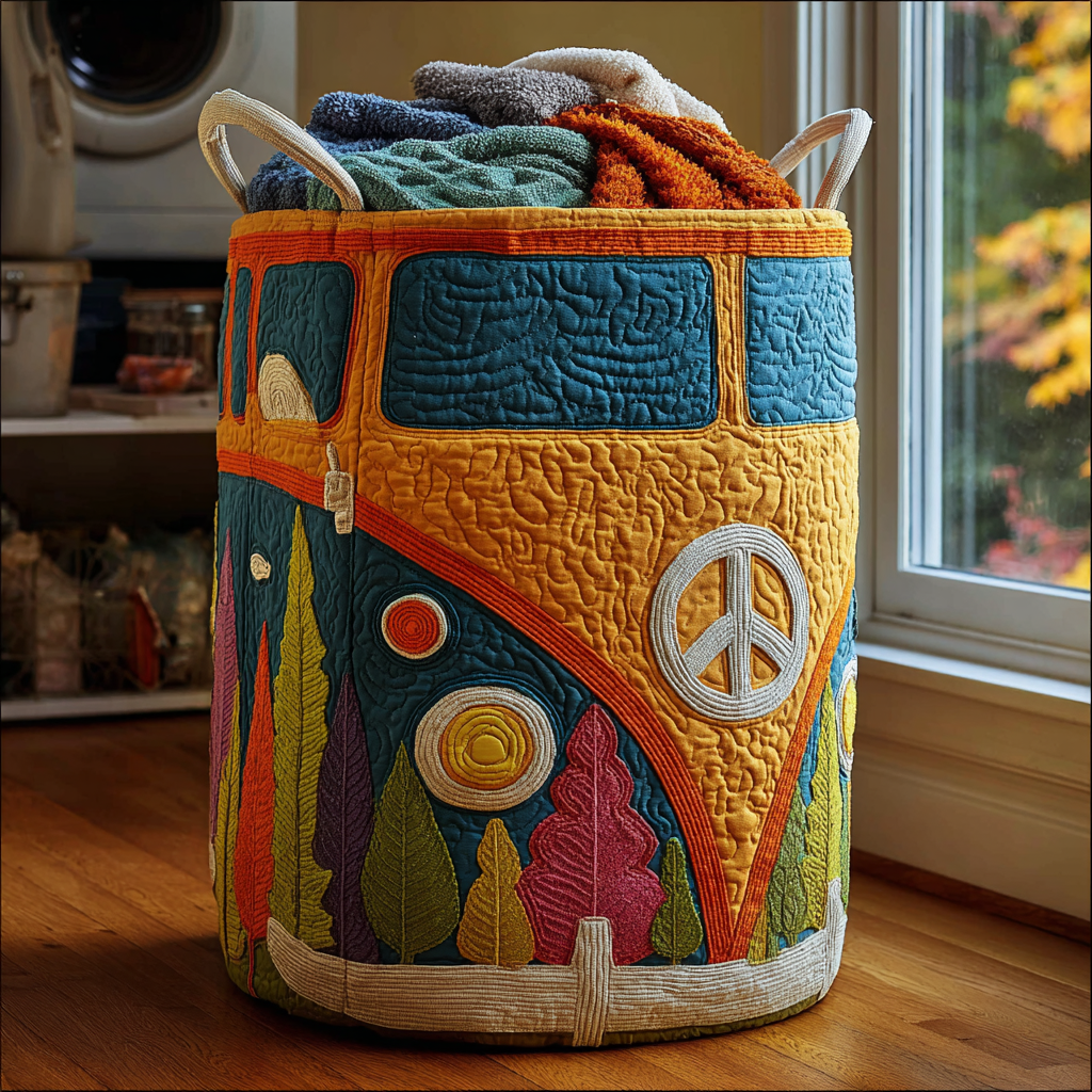 Color Journey Quilted Laundry Basket - Fabric Laundry Hamper - Housewarming Gift for Mom