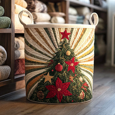 Starburst Pine Quilted Laundry Basket - Fabric Laundry Hamper - Housewarming Gift for Mom