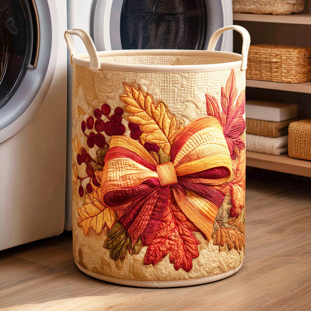 Maple Charm Quilted Laundry Basket - Fabric Laundry Hamper - Housewarming Gift for Mom