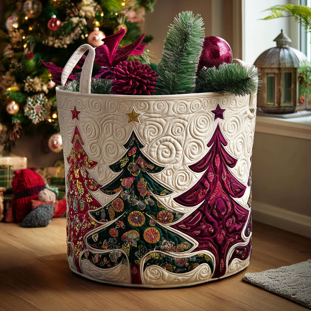 Holiday Glow Quilted Laundry Basket - Fabric Laundry Hamper - Housewarming Gift for Mom
