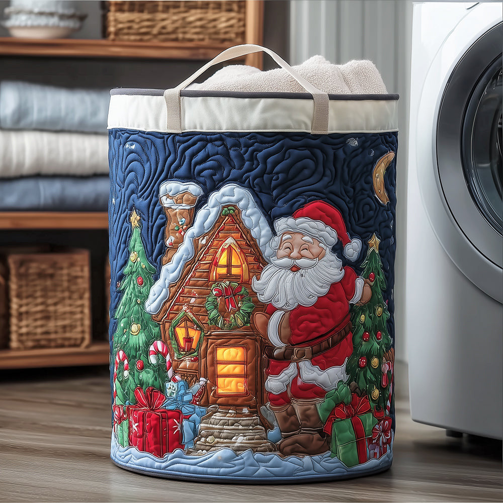 Gingerbread Dream Quilted Laundry Basket - Fabric Laundry Hamper - Housewarming Gift for Mom