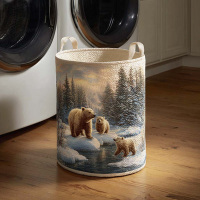 Frozen Trail Quilted Laundry Basket - Fabric Laundry Hamper - Housewarming Gift for Mom