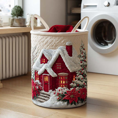 Jingle Path Quilted Laundry Basket - Fabric Laundry Hamper - Housewarming Gift for Mom