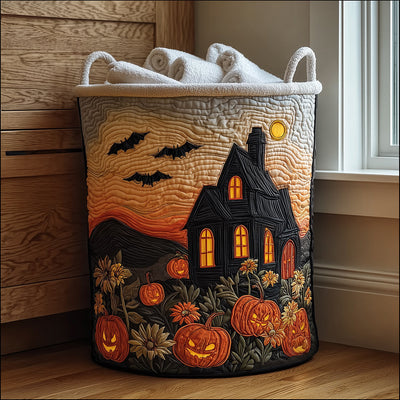 Midnight Spells Quilted Laundry Basket - Fabric Laundry Hamper - Housewarming Gift for Mom