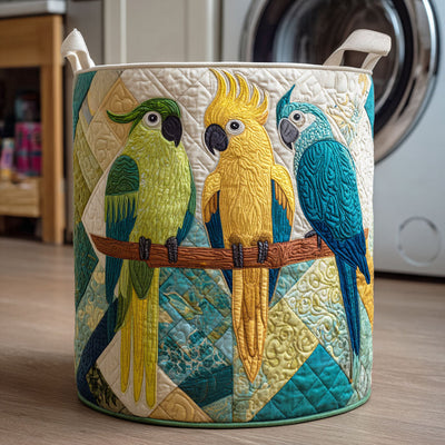 Jungle Feather Quilted Laundry Basket - Fabric Laundry Hamper - Housewarming Gift for Mom