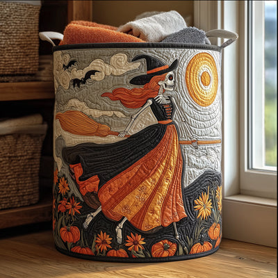 Midnight Crone Quilted Laundry Basket - Fabric Laundry Hamper - Housewarming Gift for Mom