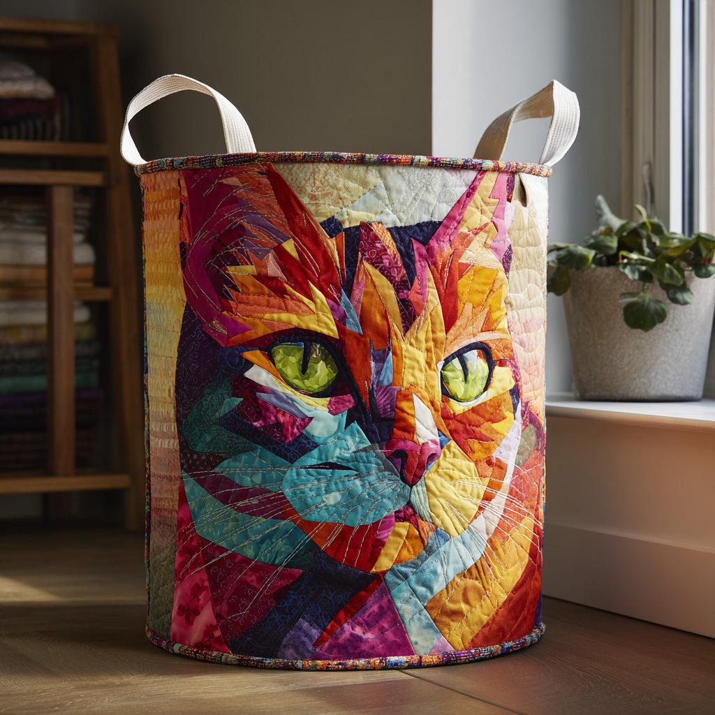 Gentle Paws Quilted Laundry Basket - Fabric Laundry Hamper - Housewarming Gift for Mom