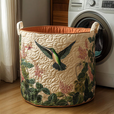 Fluttering Grace Quilted Laundry Basket - Fabric Laundry Hamper - Housewarming Gift for Mom