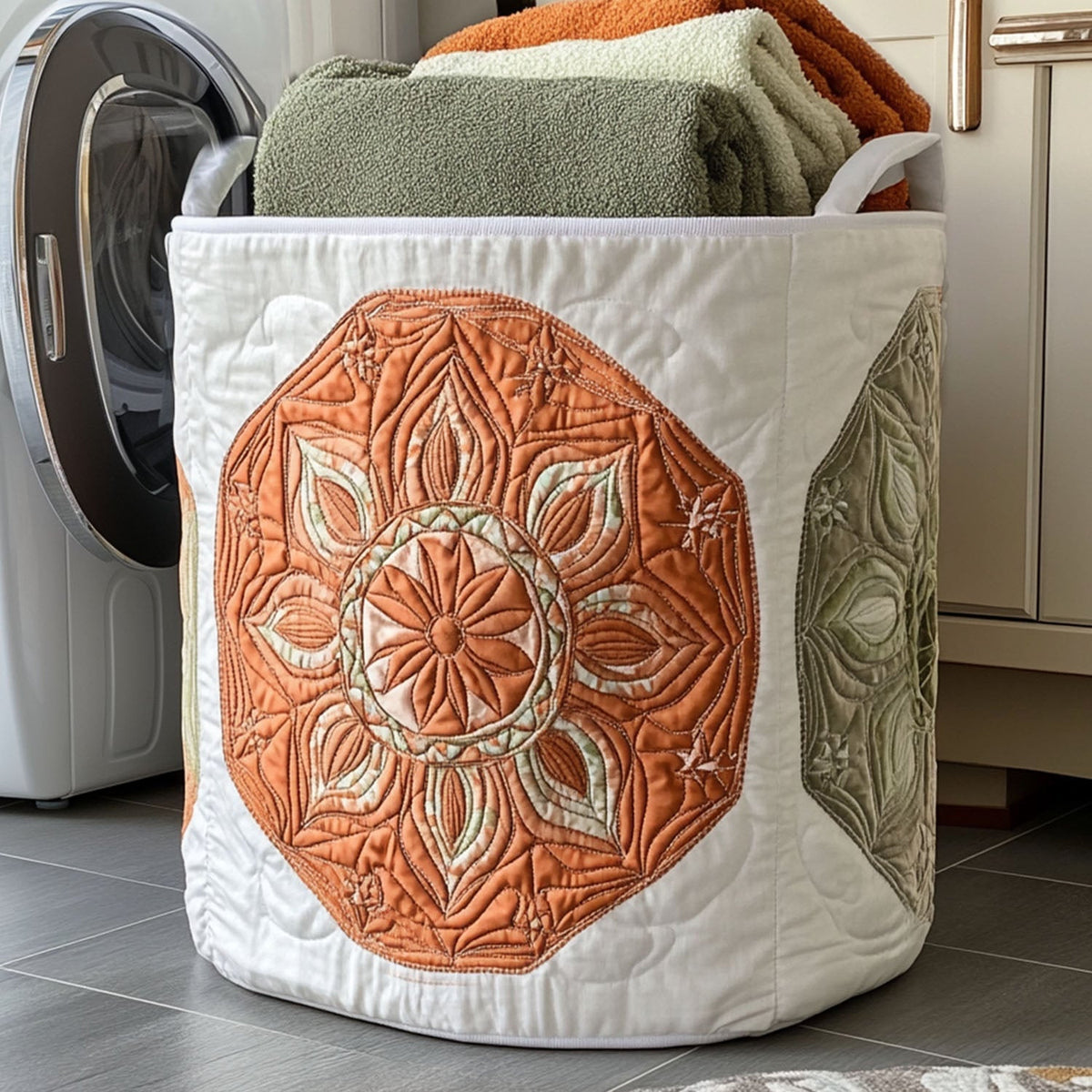 Cosmic Mirror Quilted Laundry Basket - Fabric Laundry Hamper - Housewarming Gift for Mom
