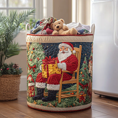 Yuletide Charm Quilted Laundry Basket - Fabric Laundry Hamper - Housewarming Gift for Mom