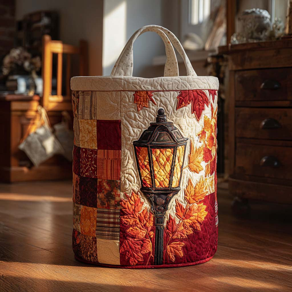 Maple Streetlight Quilted Laundry Basket - Fabric Laundry Hamper - Housewarming Gift for Mom