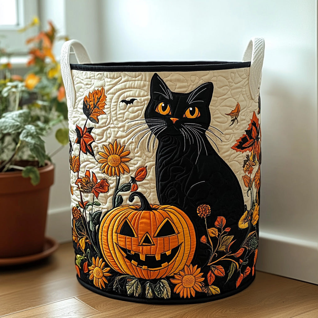 Moonlit Mischief Quilted Laundry Basket - Fabric Laundry Hamper - Housewarming Gift for Mom